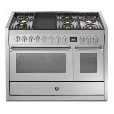 Piano de cuisson STEEL Genesi GQ12SF-6M 120cm 1 four combi steam + 1 four traditionnel / 6 gaz  + plancha en finition inox