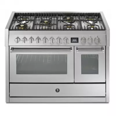Piano de cuisson STEEL Genesi GQ12SF-6M 120cm 1 four combi steam + 1 four traditionnel / dessus 7 gaz en finition inox