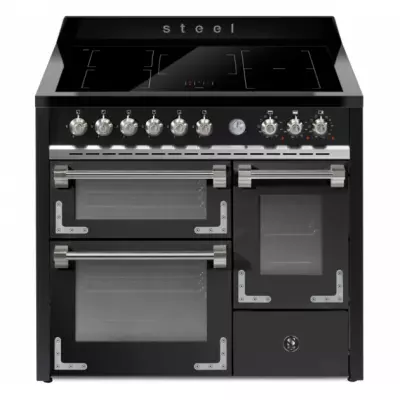 Piano de cuisson STEEL Oxford 100/3 100cm XQ10FFF-5FIW 3 fours / 5 foyers induction en finition noir mat (autres coloris en opti