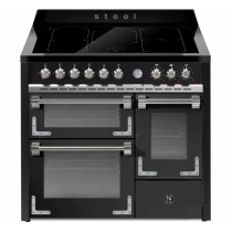 Piano de cuisson STEEL Oxford 100/3 100cm XQ10FFF-5FIW 3 fours / 5 foyers induction en finition noir mat (autres coloris en opti