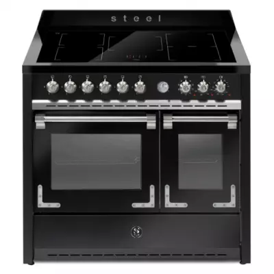 Piano de cuisson STEEL Oxford 100cm X10FF-5FIW 1 four multifonction + 1 four traditionnel / 6 induction en finition noir mat