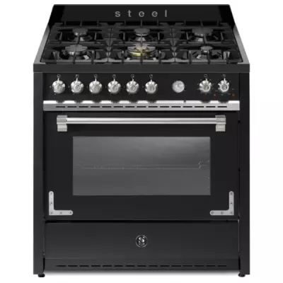 Piano de cuisson STEEL Oxford 90cm X9F-6 1 four multifonction / 6 feux gaz en finition noir mat (autres coloris en option)