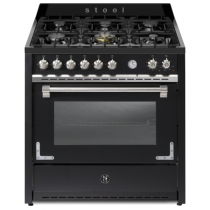 Piano de cuisson STEEL Oxford 90cm X9F-6 1 four multifonction / 6 feux gaz en finition noir mat (autres coloris en option)