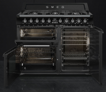 Piano de cuisson Victoria 100cm 2 fours électriques + 1 gril / 6 foyers gaz Noir - SMEG ELITE Réf. TR103BL