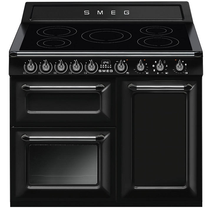 Piano de cuisson Victoria 100cm 2 fours électriques + 1 grill / 5 foyers  induction Noir - SMEG Elite Réf. TR103IBL2