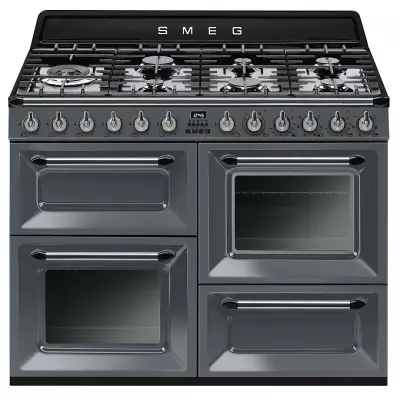 Piano de cuisson Victoria 110cm 2 fours multifonction Vapor Clean / 7 foyers gaz Gris anthracite - SMEG Elite R�f. TR4110GR