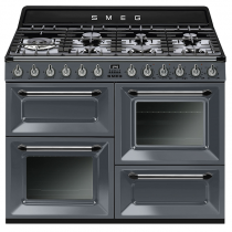 Piano de cuisson Victoria 110cm 2 fours multifonction Vapor Clean / 7 foyers gaz Gris anthracite - SMEG Elite Réf. TR4110GR