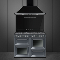 Piano de cuisson Victoria 110cm 2 fours multifonction Vapor Clean / 7 foyers gaz Gris anthracite - SMEG Elite Réf. TR4110GR