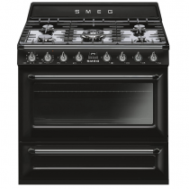 Piano de cuisson Victoria 90cm four multifonction catalyse 115l / 5 foyers gaz Noir - SMEG ELITE Réf. TR90BL9