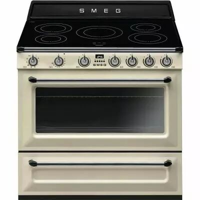 Piano de cuisson Victoria 90cm four multifonction Vapor clean 126l / 5 foyers induction Cr�me - SMEG Elite R�f. TR90IMP