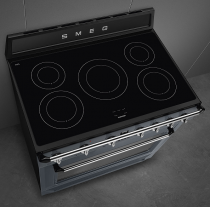 Piano de cuisson Victoria 90cm four multifonction Vapor clean 126l / 5 foyers induction Gris ardoise - SMEG Elite Réf. TR90IMGR