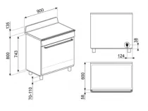 Piano de cuisson Victoria 90cm Four pyrolyse / 5 foyers induction A+ Crème - SMEG Réf. TR90IPP