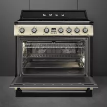 Piano de cuisson Victoria 90cm Four pyrolyse / 5 foyers induction A+ Crème - SMEG Réf. TR90IPP