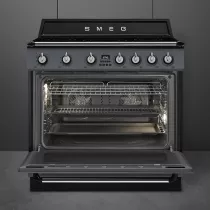 Piano de cuisson Victoria 90cm Four pyrolyse / 5 foyers induction A+ Gris ardoise - SMEG Réf. TR90IPGR