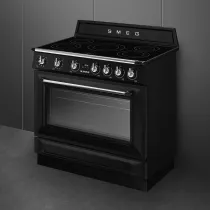 Piano de cuisson Victoria 90cm Four pyrolyse / 5 foyers induction A+ Noir - SMEG Réf. TR90IPBL