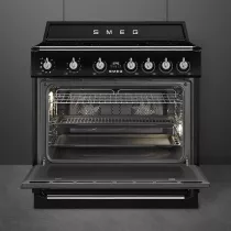 Piano de cuisson Victoria 90cm Four pyrolyse / 5 foyers induction A+ Noir - SMEG Réf. TR90IPBL