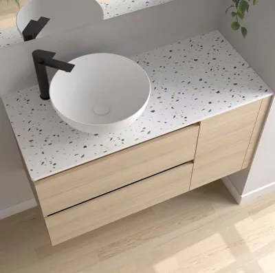 Plan de toilette 1111-1210 mm Terrazo natura (�paisseur 12mm) - SALGAR R�f. 120405