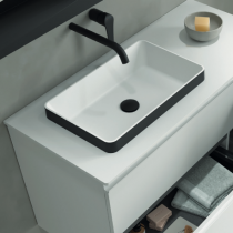 Plan de toilette 120cm Solid surface Blanc mat (épaisseur 12mm) - SALGAR  Réf. 97500