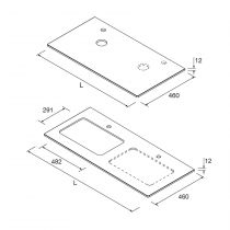 Plan de toilette 12mm sur-mesure Solidsurface blanc mat  1411-1610mm (avec ou sans perçgae) - SALGAR Réf. 103633