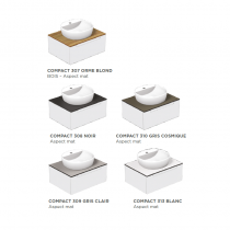 Plan de toilette BENTO 100cm Compact (5 finitions au choix) - simple vasque centrée / D / G - DECOTEC Réf. 179059x