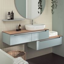 Plan de toilette BENTO 100cm Compact (5 finitions au choix) - simple vasque centrée / D / G - DECOTEC Réf. 179059x