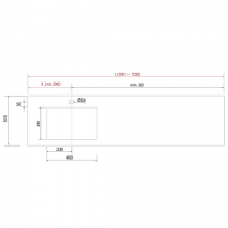 Plan de toilette COMPAKT avec vasque intégrée Prof. 46cm Largeur sur-mesure 100.1-120cm Havana - SALGAR Réf. 83988