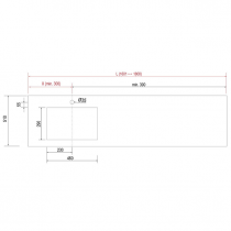 Plan de toilette COMPAKT avec vasque intégrée Prof. 46cm Largeur sur-mesure 160.1-180cm Ciment - SALGAR Réf. 25611