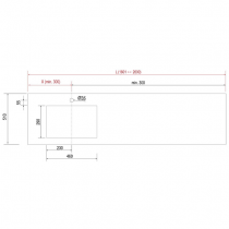 Plan de toilette COMPAKT avec vasque intégrée Prof. 46cm Largeur sur-mesure 180.1-200cm Chêne Africain - SALGAR Réf. 25458