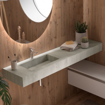 Plan de toilette COMPAKT avec vasque intégrée Prof. 46cm Largeur sur-mesure 60-80cm Ciment - SALGAR Réf. 25606