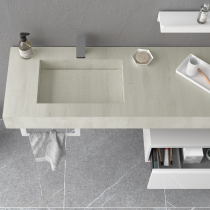 Plan de toilette COMPAKT avec vasque intégrée Prof. 46cm Largeur sur-mesure 60-80cm Ciment - SALGAR Réf. 25606