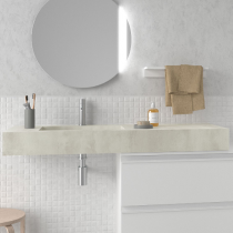 Plan de toilette COMPAKT avec vasque intégrée Prof. 46cm Largeur sur-mesure 60-80cm Ciment - SALGAR Réf. 25606