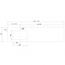 Plan de toilette COMPAKT avec vasque intégrée Prof. 46cm Largeur sur-mesure 60-80cm Havana - SALGAR Réf. 83986