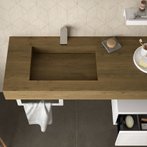 Plan de toilette COMPAKT avec vasque intégrée Prof. 46cm Largeur sur-mesure 60-80cm Havana - SALGAR Réf. 83986