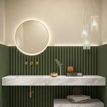 Plan de toilette COMPAKT avec vasque intégrée Prof. 46cm Largeur sur-mesure 60-80cm Marbre blanc - SALGAR Réf. 25478