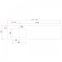 Plan de toilette COMPAKT avec vasque intégrée Prof. 46cm Largeur sur-mesure 80.1-100cm Ciment - SALGAR Réf. 25607