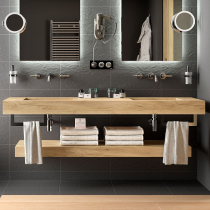Plan de toilette COMPAKT double vasque intégrée P.51 L. sur-mesure 120.1-140cm Chêne africain - SALGAR Réf. 25460