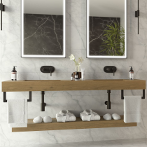 Plan de toilette COMPAKT double vasque intégrée P.51 L. sur-mesure 120.1-140cm Havana - SALGAR Réf. 83998