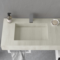 Plan de toilette COMPAKT double vasque intégrée P.51 L. sur-mesure 140.1-160cm Ciment - SALGAR Réf. 25615