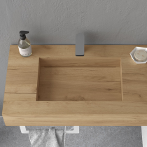 Plan de toilette COMPAKT double vasque intégrée P.51 L. sur-mesure 160.1-180cm Chêne africain - SALGAR Réf. 25462