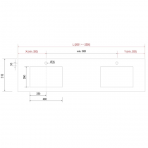 Plan de toilette COMPAKT double vasque intégrée P.51 L. sur-mesure 200.1-250cm Ciment - SALGAR Réf. 25618