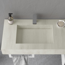Plan de toilette COMPAKT P.46 2 vasques 56cm intégrées L. sur-mesure 160.1-180cm Ciment - SALGAR Réf. 83402