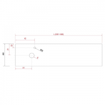 Plan de toilette COMPAKT P.46 L. sur-mesure 120.1-140cm Ciment - SALGAR Réf. 26048