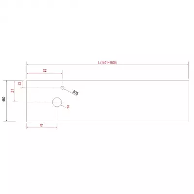 Plan de toilette COMPAKT P.46 L. sur-mesure 140.1-160cm Ciment - SALGAR R�f. 26049