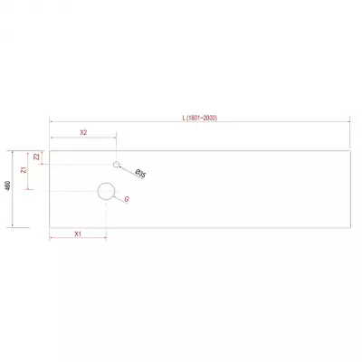 Plan de toilette COMPAKT P.46 L. sur-mesure 180.1-200cm Ciment - SALGAR R�f. 26051