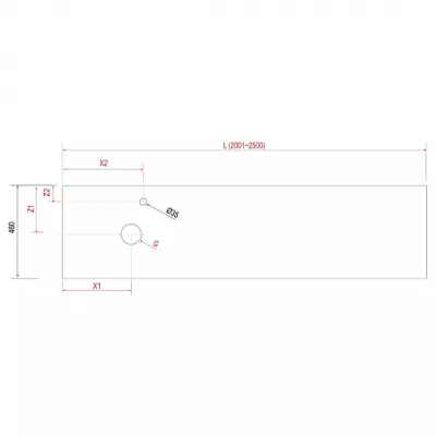 Plan de toilette COMPAKT P.46 L. sur-mesure 200.1-250cm Marbre blanc - SALGAR R�f. 26026