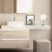 Plan de toilette COMPAKT P.46 L. sur-mesure 60-80cm Marbre blanc - SALGAR Réf. 26019