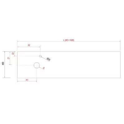 Plan de toilette COMPAKT P.46 L. sur-mesure 80.1-100cm Ciment - SALGAR R�f. 26046