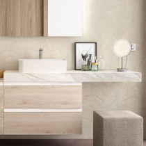 Plan de toilette COMPAKT P.46 L. sur-mesure 80.1-100cm Marbre blanc - SALGAR Réf. 26020