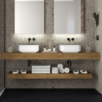 Plan de toilette COMPAKT P.46 pour 2 vasques L. sur-mesure 120.1-140cm Havana  - SALGAR Réf. 84059