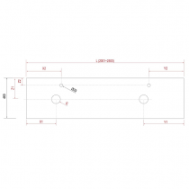 Plan de toilette COMPAKT P.46 pour 2 vasques L. sur-mesure 200.1-250cm Ciment - SALGAR Réf. 26057